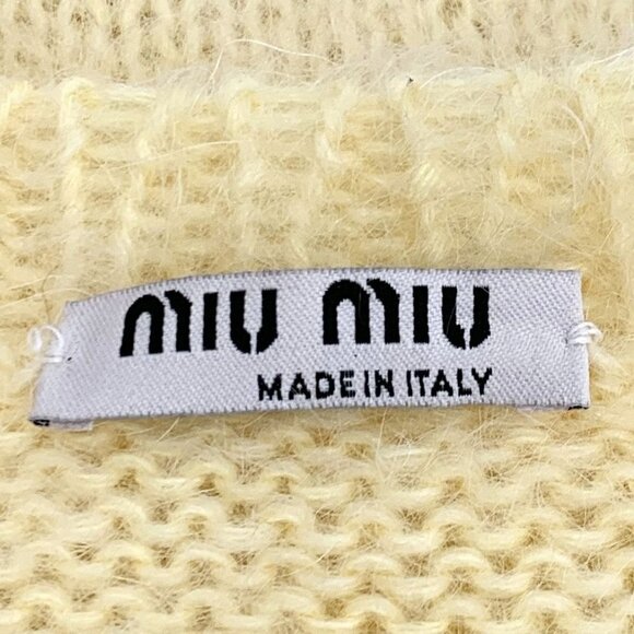 Miu Miu Yellow Crystal-Embellished Knit Cardigan Sweater Button-Up Made In Italy - Picture 5 of 8